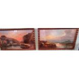 Nineteenth century English school, a pair of gilt framed oils, Cornish scenes, each 29cm x 49cm.