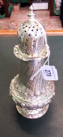 A late Victorian sugar sifter on circular pedestal foot, hallmarks indistinct, 20.5cm. - Image 2 of 2