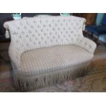 A French-style button back two seater bedroom sofa, 124cm wide.