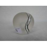 A glass paperweight signed C Hough (Catherine Hough), of frosted painted form, 8cm.