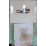 Two contemporary etchings, each pencil signed, the largest 22cm x 41cm, glazed in gilt frames.