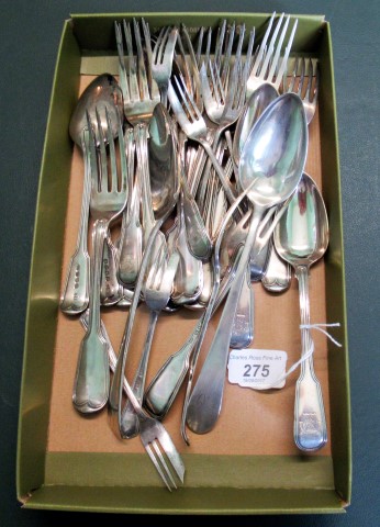 A good quantity of 19th century and later silver flatware, various dates and makers.