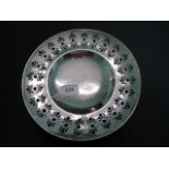 A pierced silver dish marked Sterling, 22.5cm diameter.