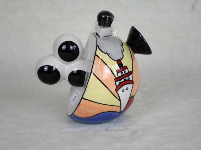 A Lorna Bailey Art Deco-style teapot in the Cruise pattern, 17cm tall.