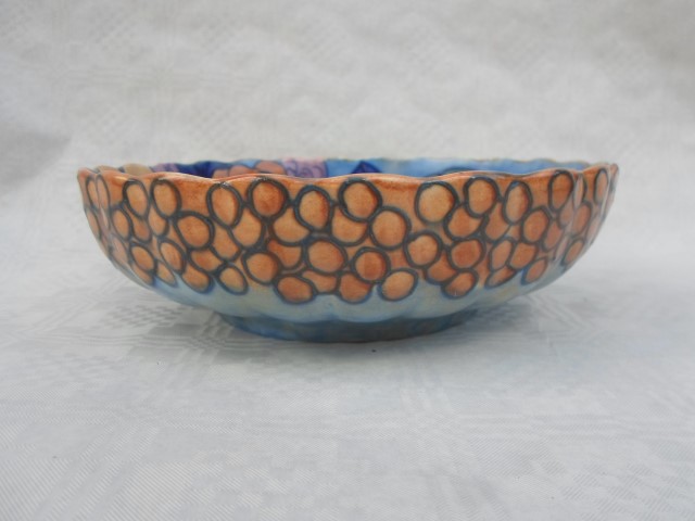 A 1920s Wood & Sons Bursley Ware ribbed bowl, designed by Charlotte Rhead in the 1432 pattern, - Image 2 of 3