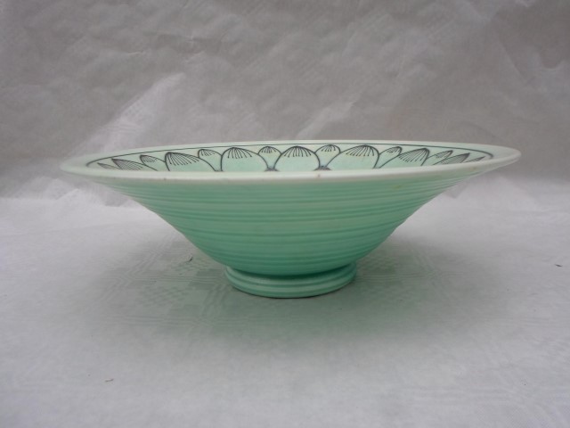 A 1930s Crown Ducal conical bowl, designed by Charlotte Rhead in the 2691 Turin pattern, - Image 2 of 3