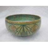 A 1930s Crown Ducal bowl, designed by Charlotte Rhead in the 2682 Lotus Leaves pattern,