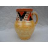 A 1930s Crown Ducal single-handled vase, designed by Charlotte Rhead in the 2800 Aztec pattern,