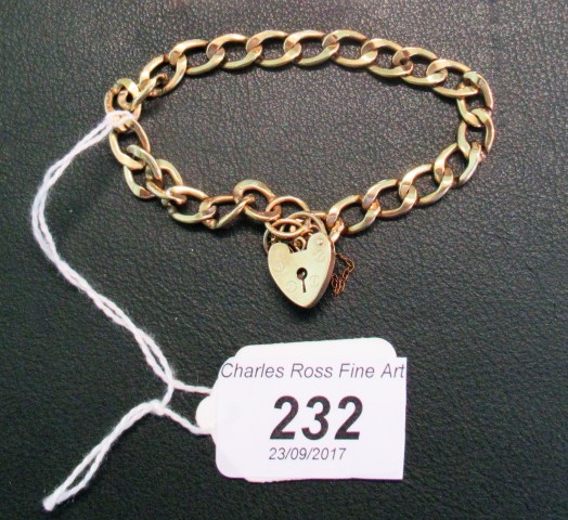 A 9ct gold curb pattern bracelet.