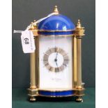 A gilt brass and blue enamel carriage clock, the dial signed Du Chateau,