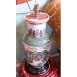An early 20th century Japanese vase, later converted to a table lamp,
