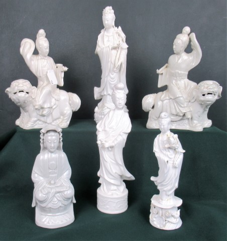 A collection of six Chinese Blanc de Chine figurines,