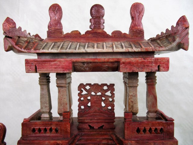 A large Chinese soapstone model of a gateway, - Image 3 of 3