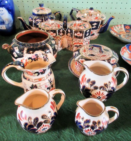 A mixed lot of Edwardian and later ceramics, each in the Imari palette,