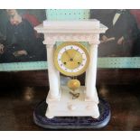 A large alabaster mantle clock, the engine turned gilt dial signed Le Roy du Roi,