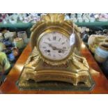 A 19th century French ormolu mantle clock, having acanthus leaf decoration,