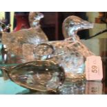 Two glass figurines, each modelled as ducks, the tallest 9cm.