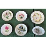 Six assorted pin dishes, to include examples by Herend, Royal Worcester, Coalport and Paragon China.