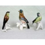 Three Karl Ens bird figurines, to include: a Jay, Fly Catcher and Crossbill, the tallest 16.5cm.