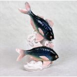 A Karl Ens ceramic study of two fish, 25cm.