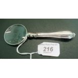 A silver handled magnifying glass, Sheffield hallmarks, 12.5cm.