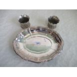 A sterling silver scalloped edge oval dish, 30cm wide,