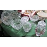 Eight items of cut and pressed glass, to include: pedestal bowls, a covered jar,