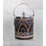 A late 19th century Doulton Lambeth tobacco jar, having silver plated mounts,