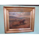 W Marsden, 20th century English school, two working horses with plough in landscape, oil on canvas,