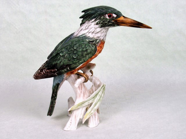 A large Gobel ceramic figurines of a kingfisher, mounted on naturalistic base, no. 1970, 24.5cm.