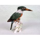 A large Gobel ceramic figurines of a kingfisher, mounted on naturalistic base, no. 1970, 24.5cm.