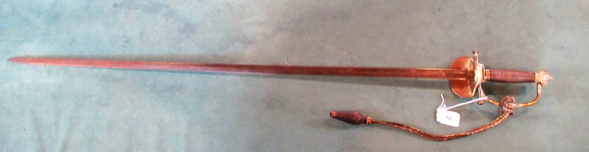 A 19th century ceremonial sword (lacking scabbard),