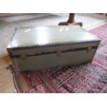 A brass bound steamer trunk, 93cm wide.