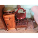A mixed quantity of furniture, to include: reproduction canterbury, a brass bound coal box,