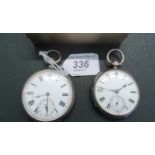 Two silver cased pocket watches.