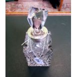 A small cut glass maiden's decanter with white metal collar, 18cm.