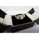 A Victorian-style opal and diamond 9 stone half-hoop ring,