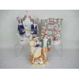 A 19th century Staffordshire porcelain watch stand, modelled as a castle,