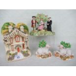 A 19th century Staffordshire Pearlware figure group, a christening scene,