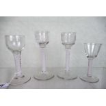 Four early 19th century cotton twist stem drinking glasses,