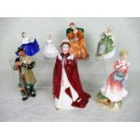 Seven assorted figurines to include examples by Royal Doulton and Royal Worcester,