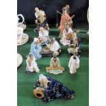 A collection of ten contemporary ceramic Oriental figures, to include: musicians,