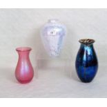 Three pieces of mid-20th century studio glass, including: viridescent baluster vase,