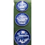 Eight Royal Copenhagen Christmas plates, 1990's.