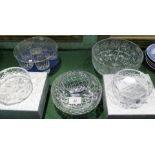 A small mixed lot of glass, including: a pair of Royal Doulton crystal bowls,