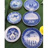 Twelve Royal Copenhagen Christmas and other plates,