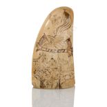 Ø A 19TH CENTURY AMERICAN SCRIMSHAW DECORATED WHALE TOOTH