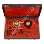 A RARE 19TH CENTURY MINIATURE PLANETARIUM ACCESSORY SET AND CASE