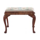 Queen Anne style walnut stool mid 19th century, rectangular frame, slip seat, cabriole legs; H18 3/