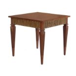 Baker walnut side table H28 1/2"" W30"" D30"" Provenance: South Carolina private collection